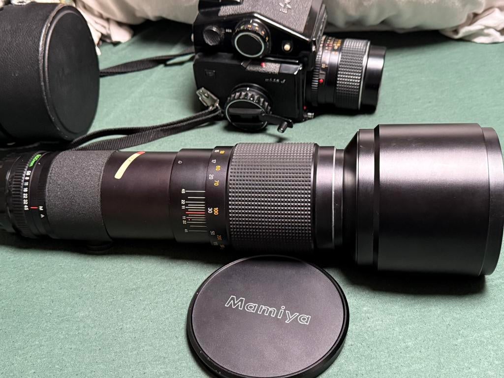 Mamiya M645J met 55mm en 500mm objectief, Ophalen of Verzenden, Gebruikt, Spiegelreflex, Overige Merken