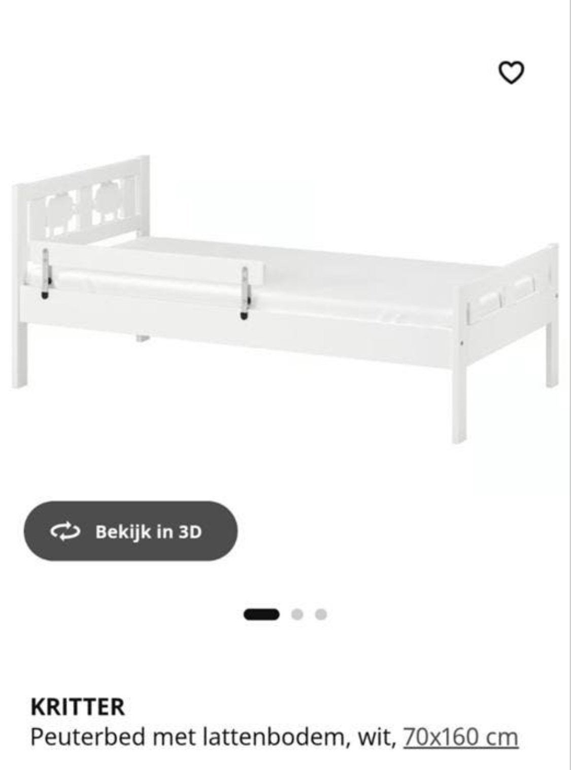 Peuterbed, Kinderen en Baby's, Kinderkamer | Bedden, Ophalen, Gebruikt, 140 tot 160 cm, 70 tot 85 cm