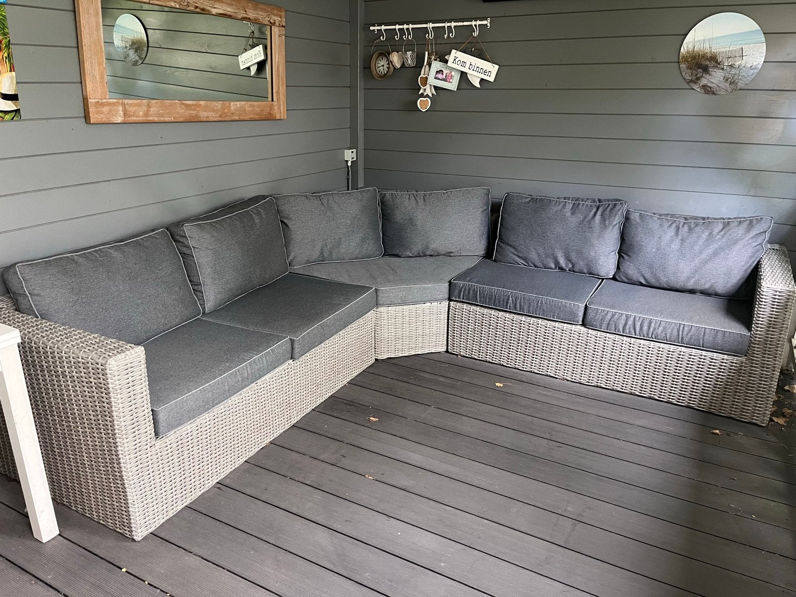 Ruime loungeset 2.80x2.80m met hocker en beschermhoes, Ophalen, Gebruikt, Meer dan 8 zitplaatsen, Loungeset