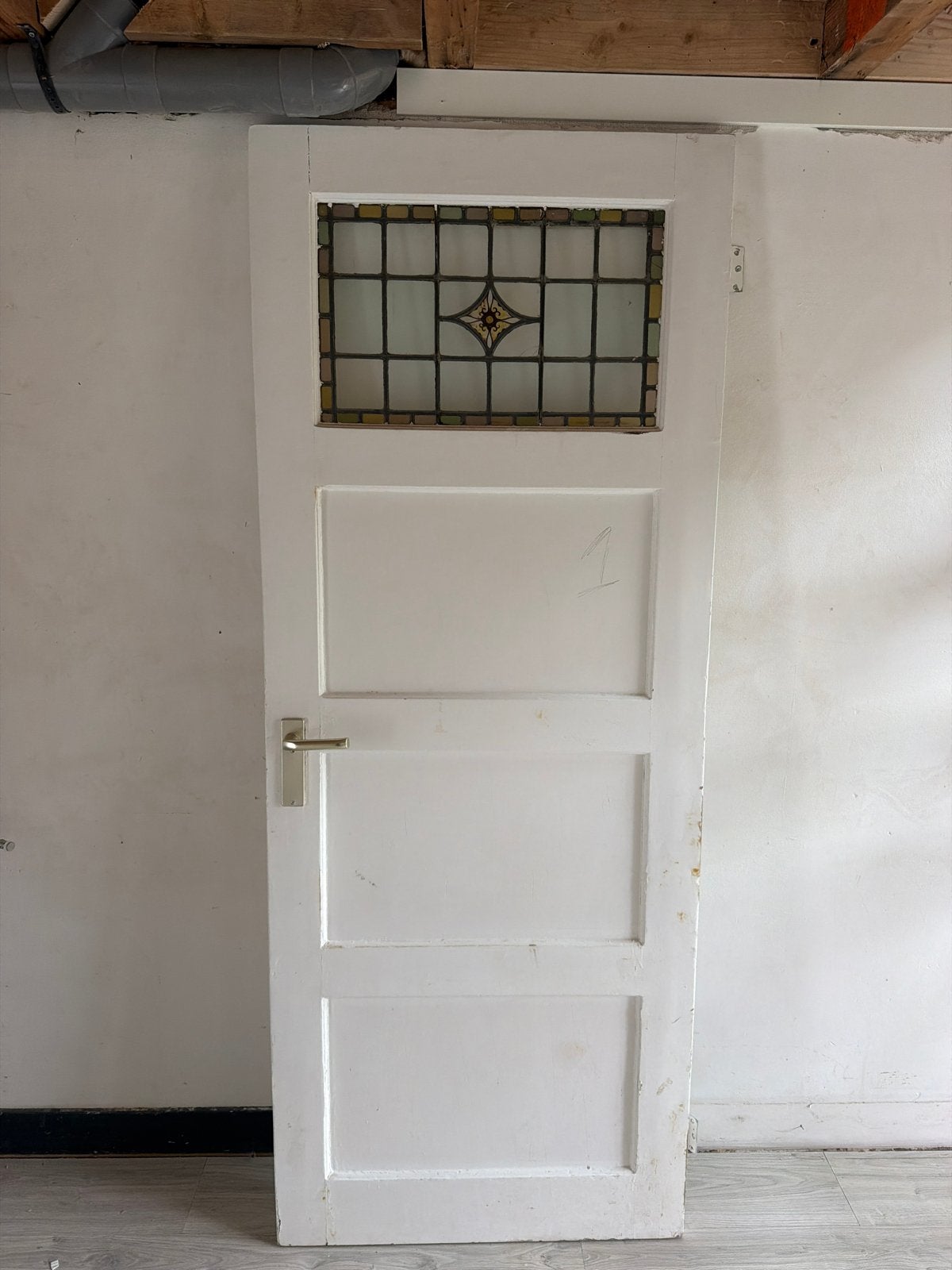 Binnendeur met glas-in-lood raam, Ophalen, Gebruikt, 80 tot 100 cm, Binnendeur