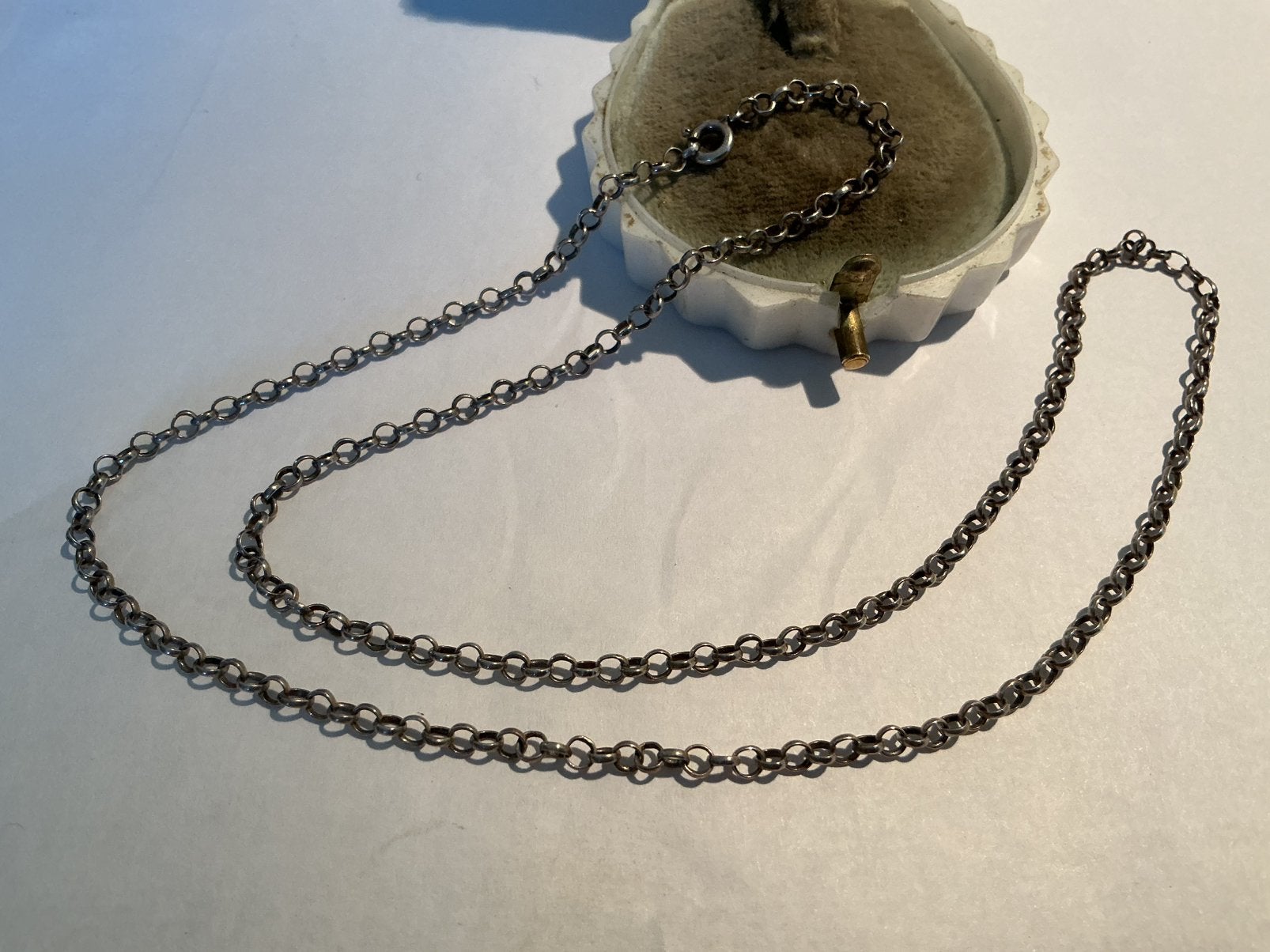 PRACHTIGE ZILVEREN JASSERON SCHAKEL KETTING, 50 CM LANG, Sieraden, Tassen en Uiterlijk, Verzenden, Zilver, Ketting