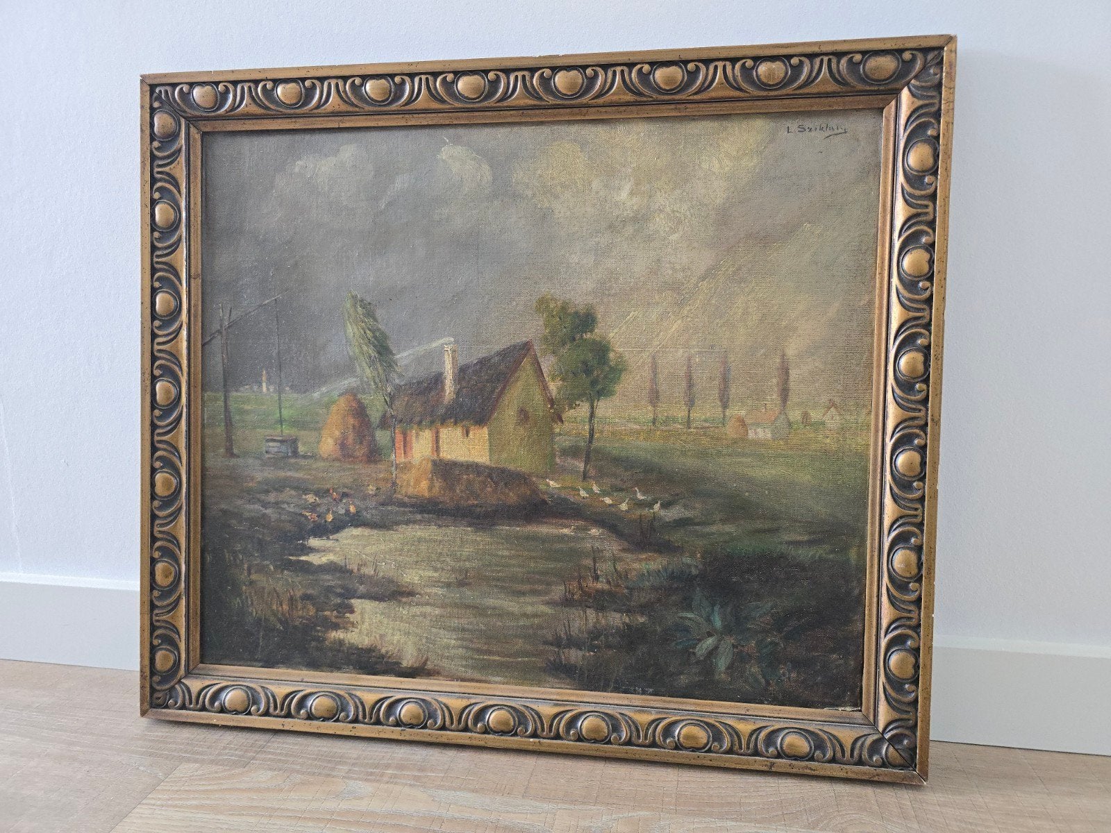Antiek schilderij van de Hongaarse kunstenaar L. SZIKLAI €99, Antiek en Kunst, Ophalen of Verzenden