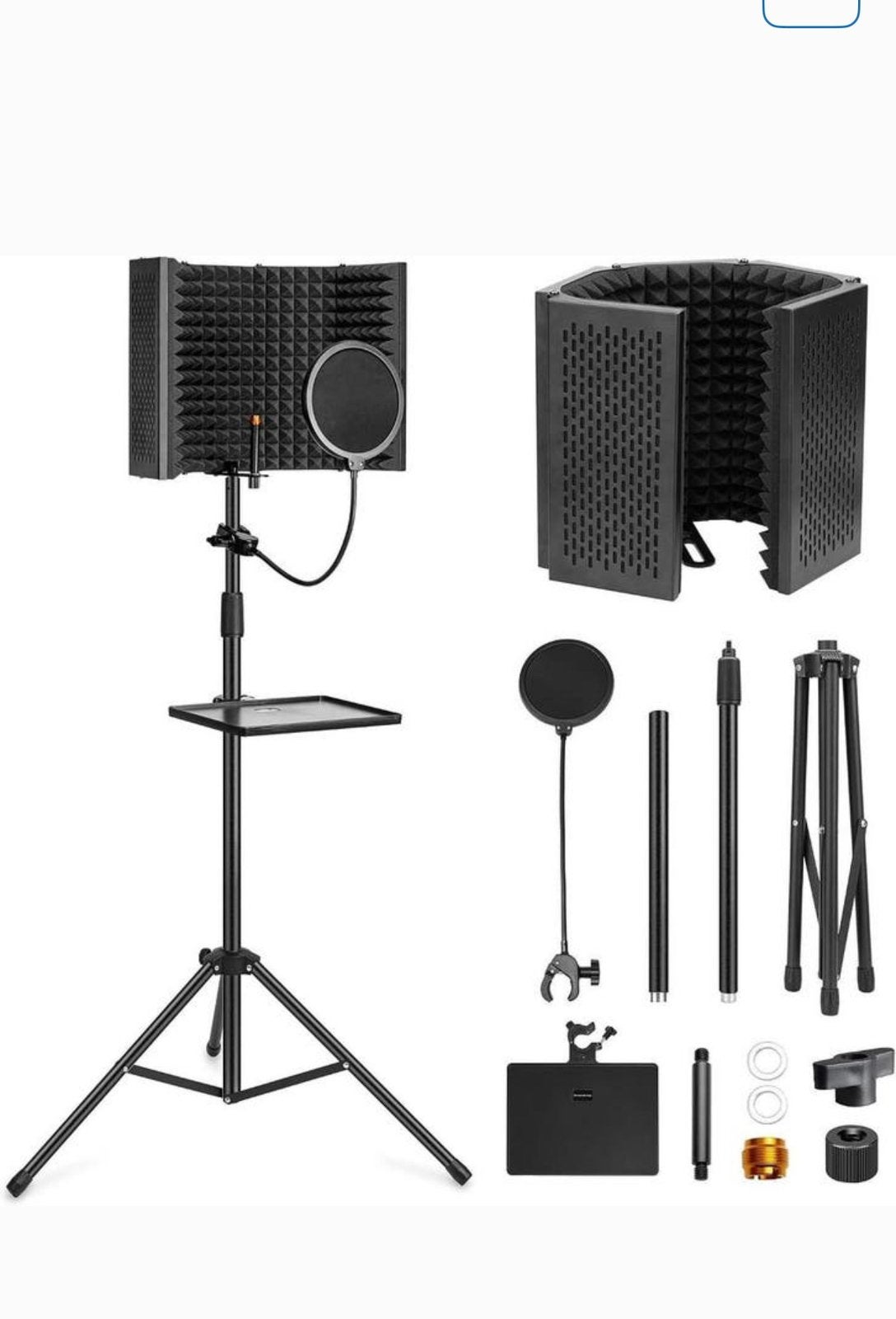 Studiomicrofoon met popfilter en reflectiescherm, Ophalen, Zo goed als nieuw, Studiomicrofoon