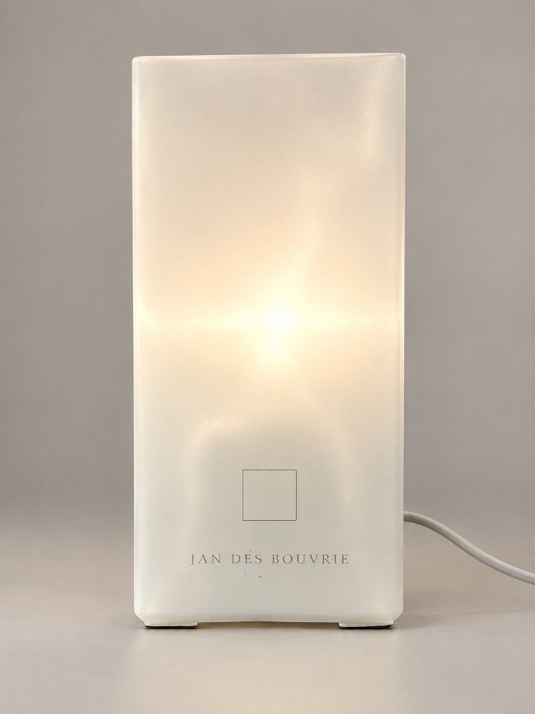 Jan des Bouvrie Ice Cubic tafellamp – Glas – Vintage design, Ophalen, Met schakelaar, E14 (klein), Wit