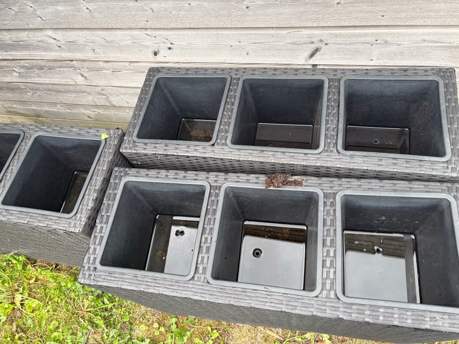 Plantebakken set: 2 losse en 3x3 gekoppelde bakken, Ophalen, Kunststof, Gebruikt, 100 cm of meer