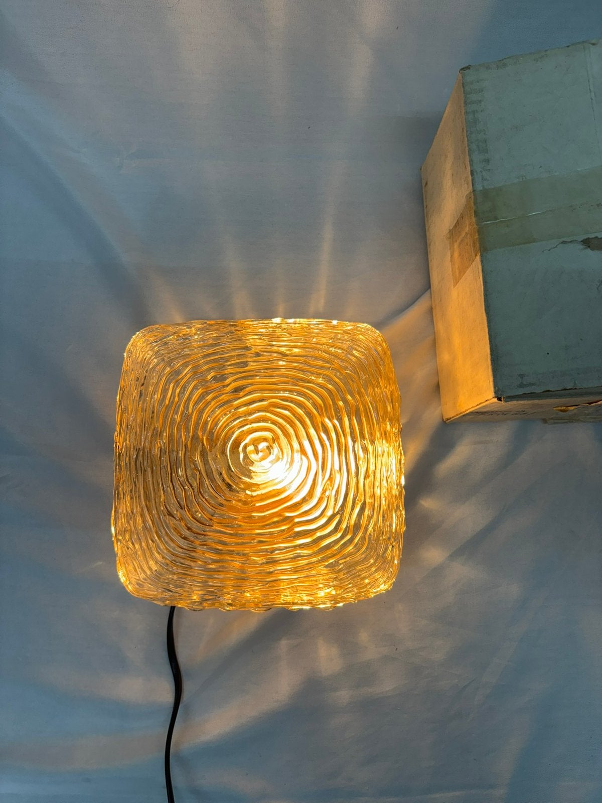 Vintage Glashütte Limburg fingerprint plafondlamp 18 x 18 cm, Huis en Inrichting, Ophalen of Verzenden, Zo goed als nieuw
