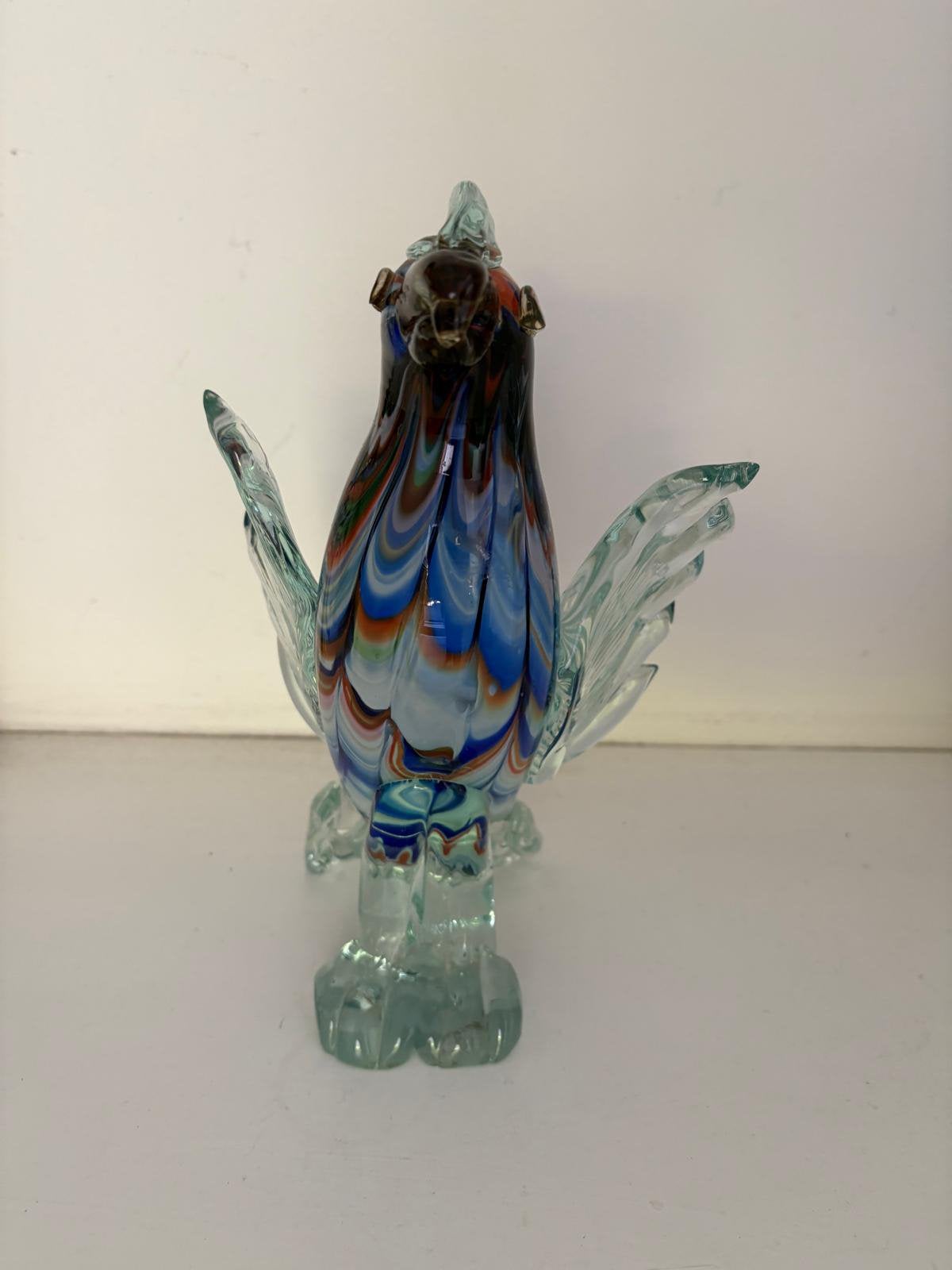 Murano stijl glazen beeld handgemaakt haan vogel kleurrijk, Ophalen of Verzenden, Zo goed als nieuw, Dier