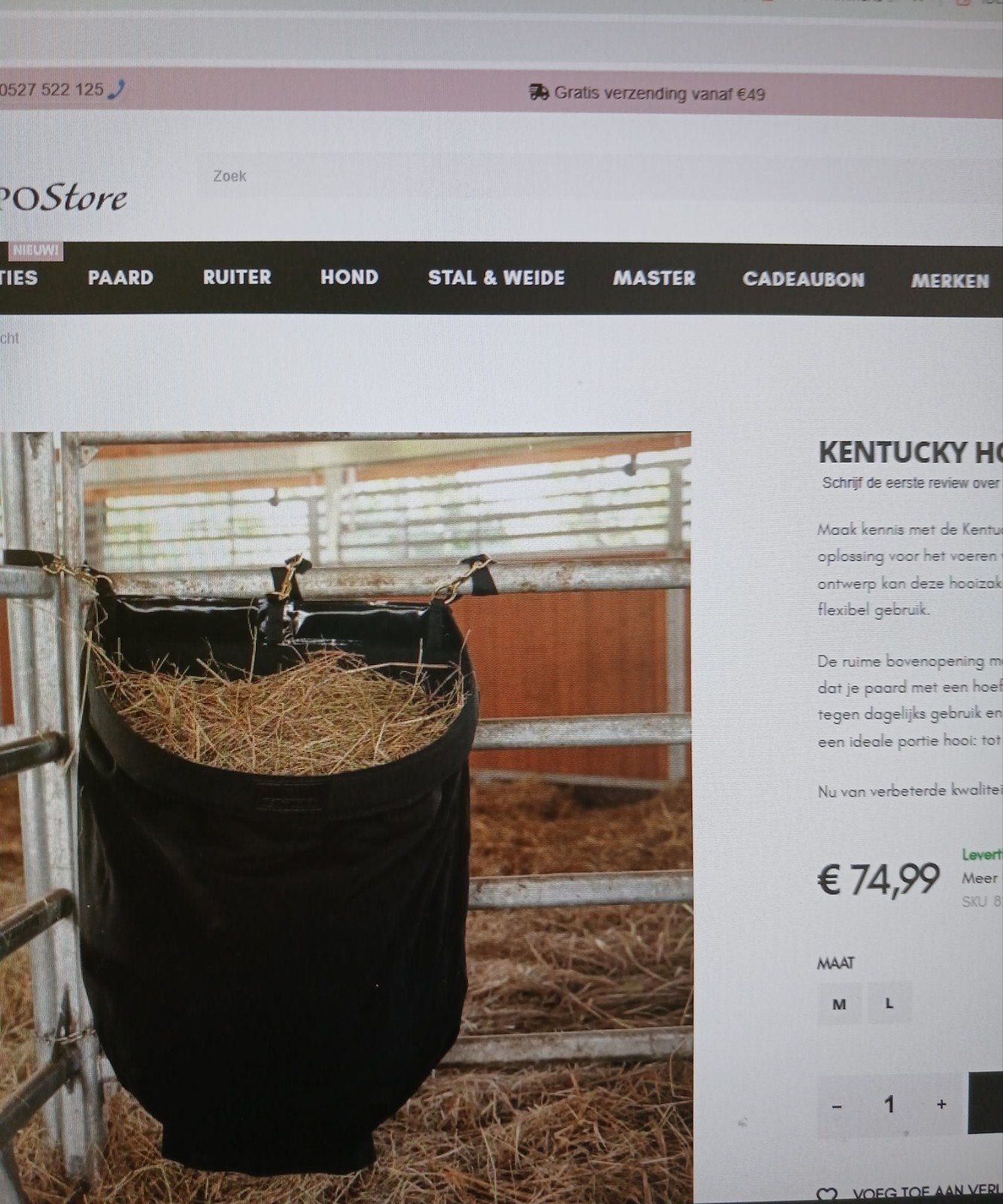 kentucky hooizak maat L, Dieren en Toebehoren, Ophalen of Verzenden, Zo goed als nieuw