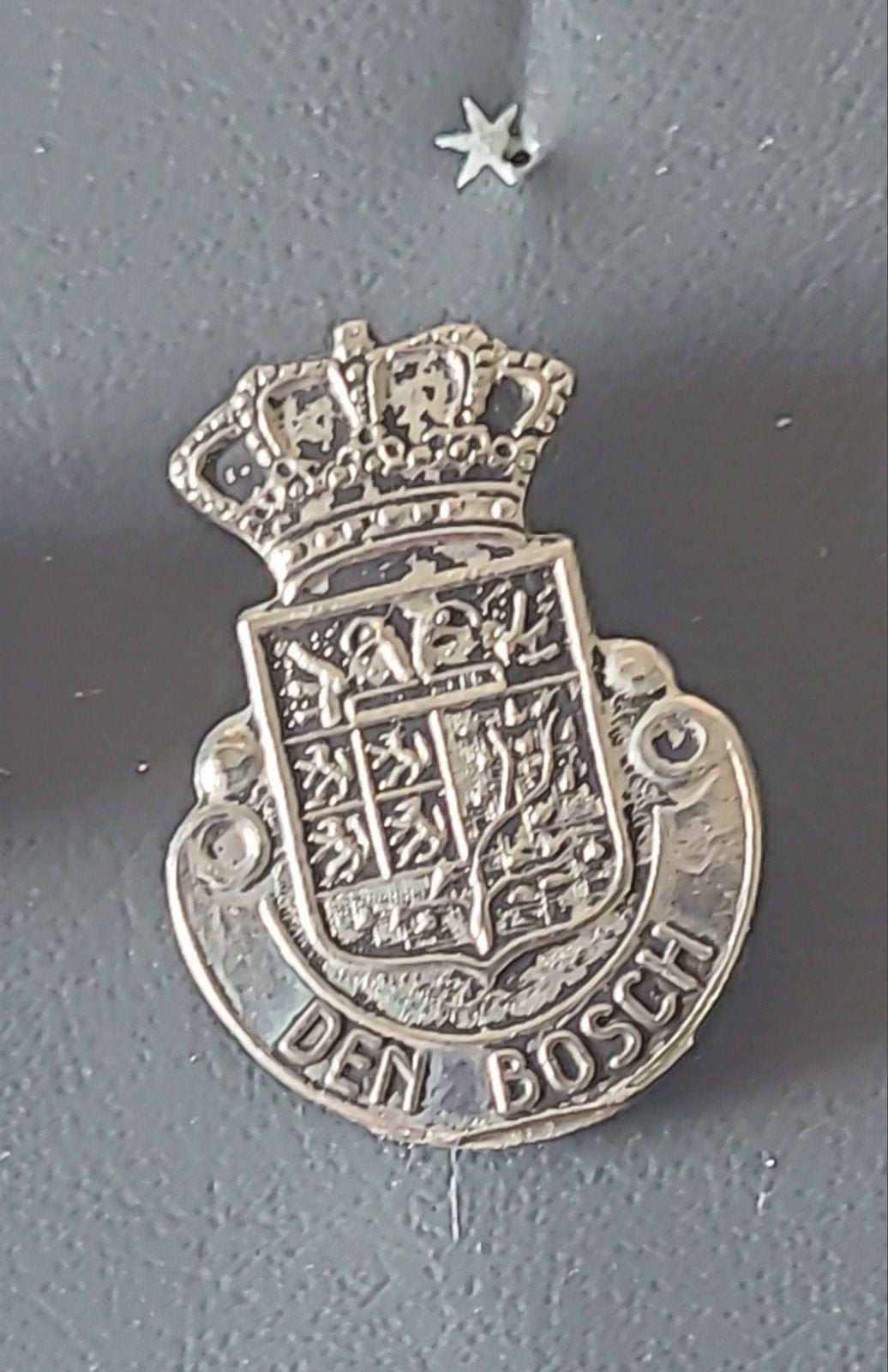 Vintage Speldje 's-Hertogenbosch Wapen met Kroon, Verzamelen, Speldjes, Pins en Buttons, Verzenden