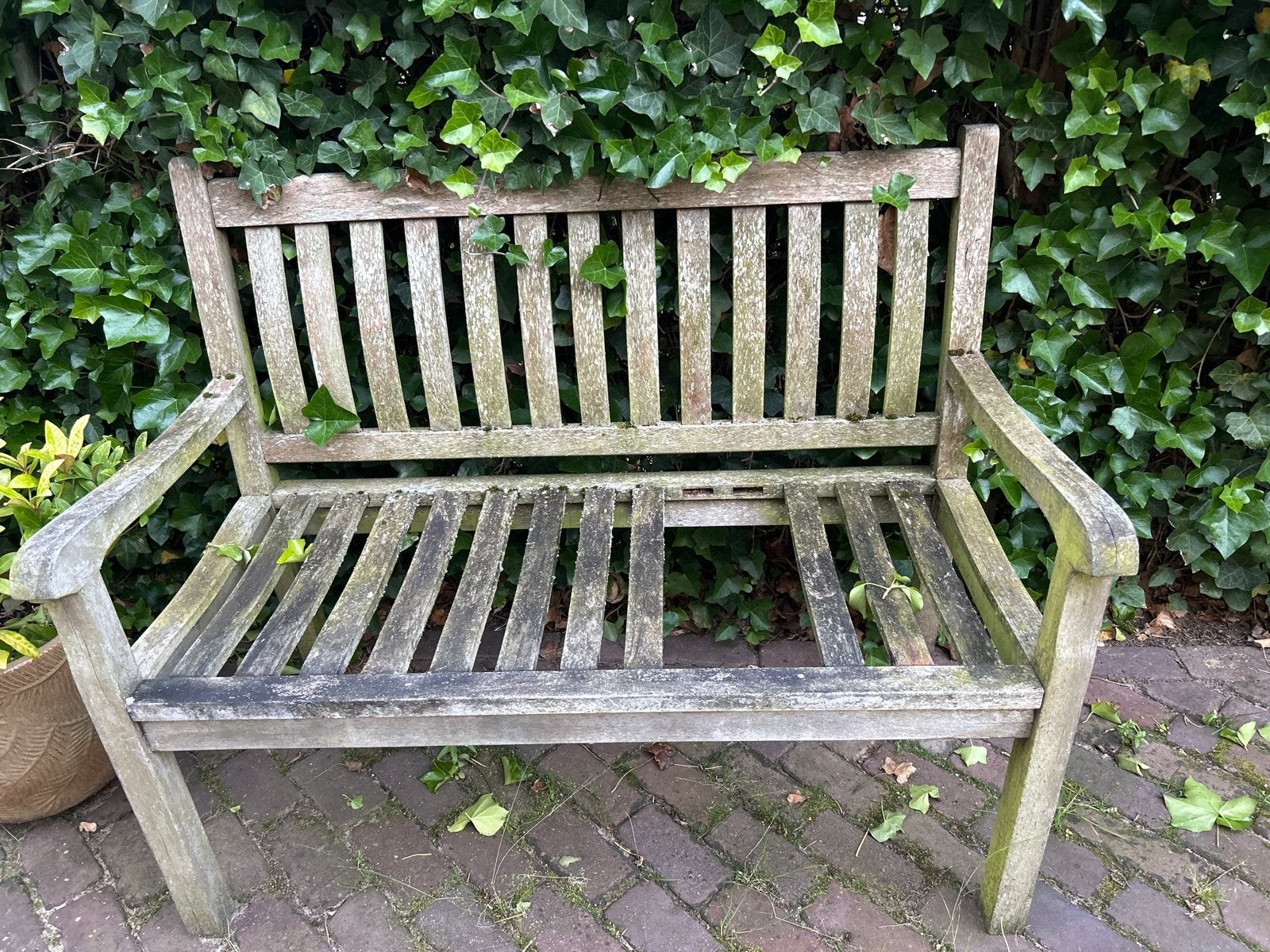 Houten tuinbankje, Ophalen, Gebruikt, Hout