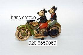 ik zoek oud blik Tipp Mickey Mouse speelgoed motorfiets 1930, Antiek en Kunst, Ophalen of Verzenden