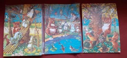 3 verschillende puzzels jaren 60 karton vintage 24 x 34 cm, Ophalen of Verzenden, Meer dan 50 stukjes, Nieuw