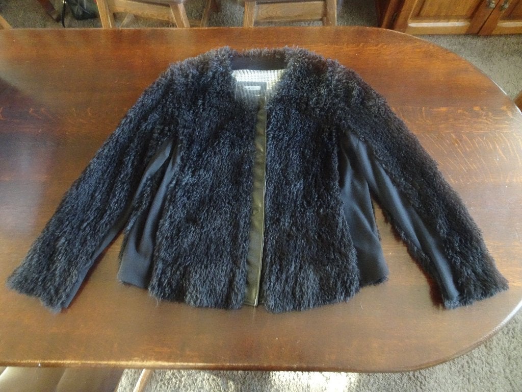 RIANI zwart teddy jasje afgezet met lederlook bies, Verzenden, Zwart, Maat 42/44 (L), Nieuw