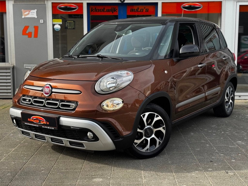 Fiat 500 L 0.9 TwinAir Cross Navigatie Cruise CarPlay NL-Gel, Auto's, Fiat, Startonderbreker, Gebruikt, Bruin, Leder en Stof