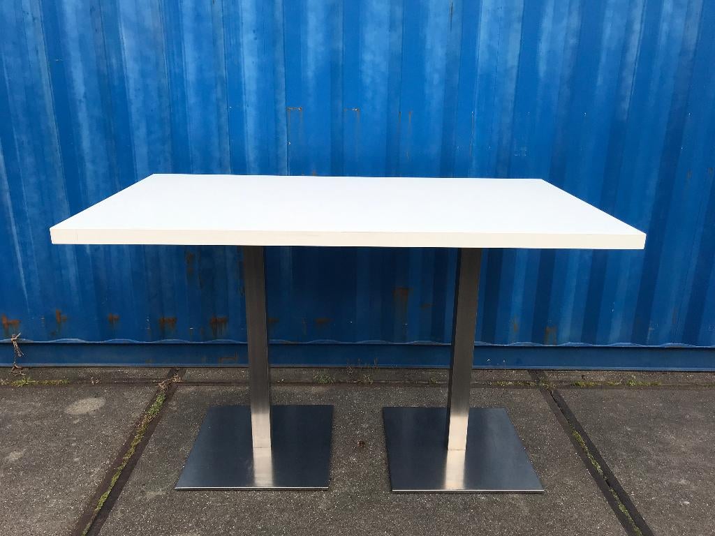 Statafel - Bartafel met dubbel rvs onderstel 180/100 - 113 h, Huis en Inrichting, Ophalen, Zo goed als nieuw