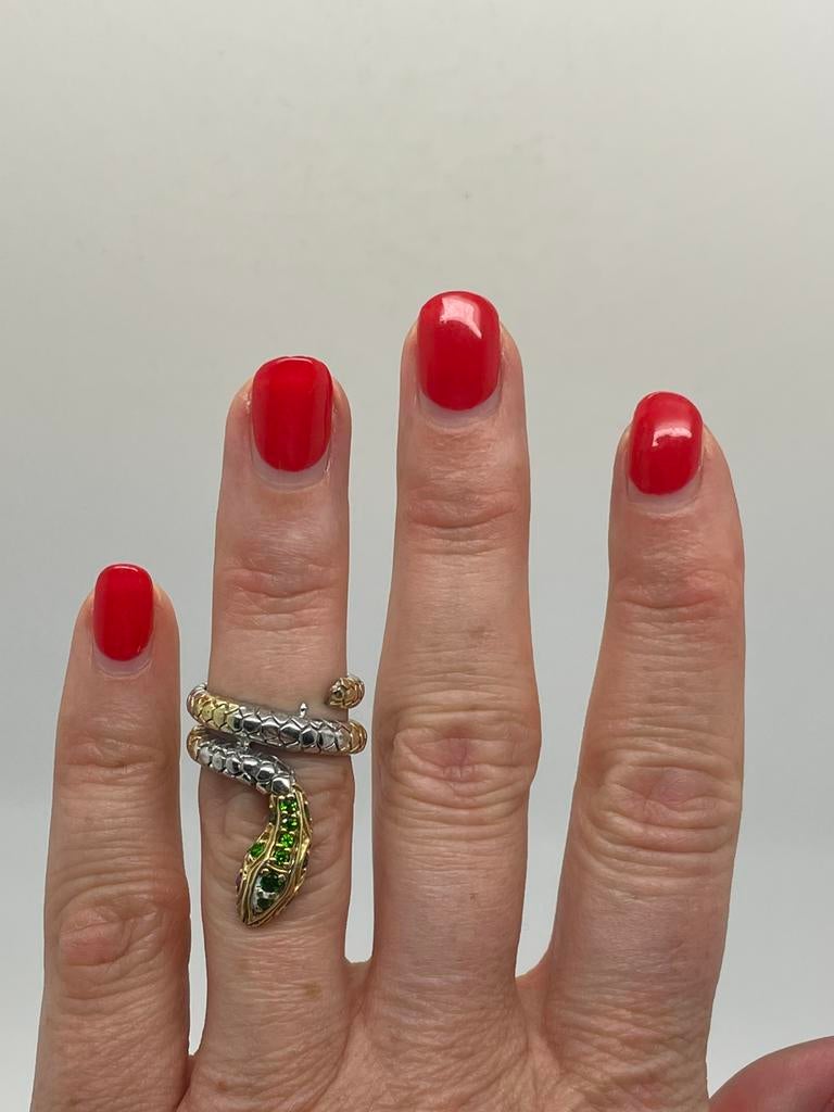 D884 Prachtige zilveren ring bicolor slang maat 16,5, Sieraden, Tassen en Uiterlijk, Ringen, Ophalen of Verzenden, Kleiner dan 17