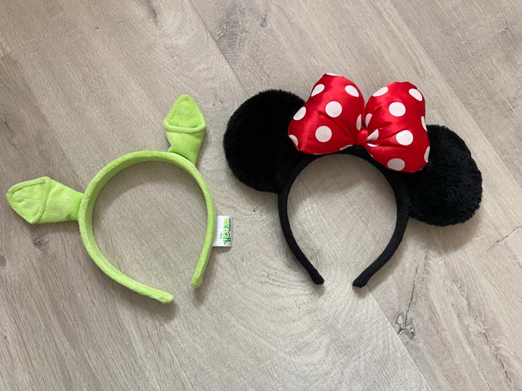 Diadeem shrek en mini mouse, Ophalen of Verzenden, Zo goed als nieuw, Versiering