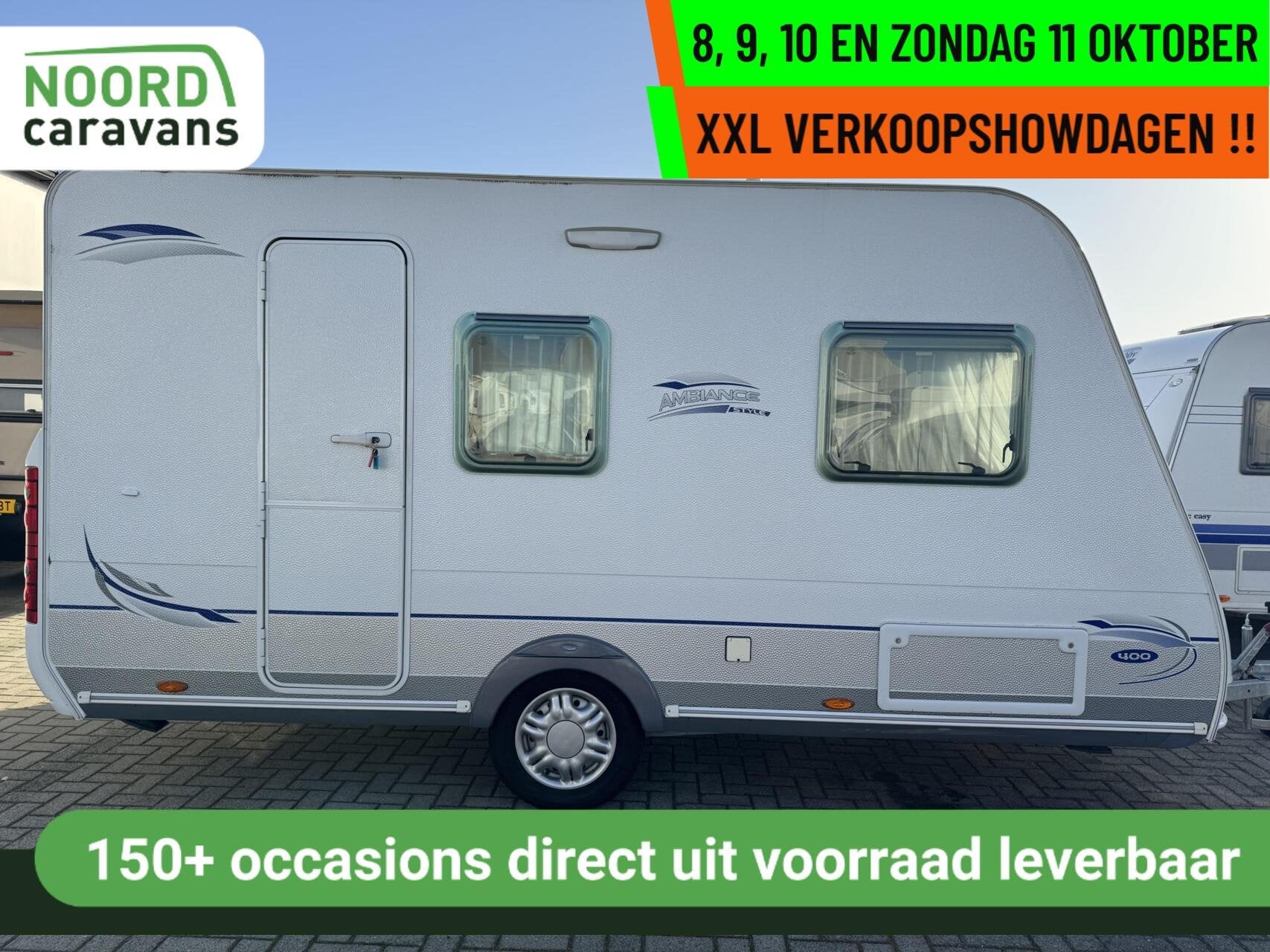 CARAVELAIR AMBIANCE STYLE 400 DWARSBED, FIETSENDR, VOORTENT, Hordeur, Bedrijf, 750 - 1000 kg, 5 tot 6 meter