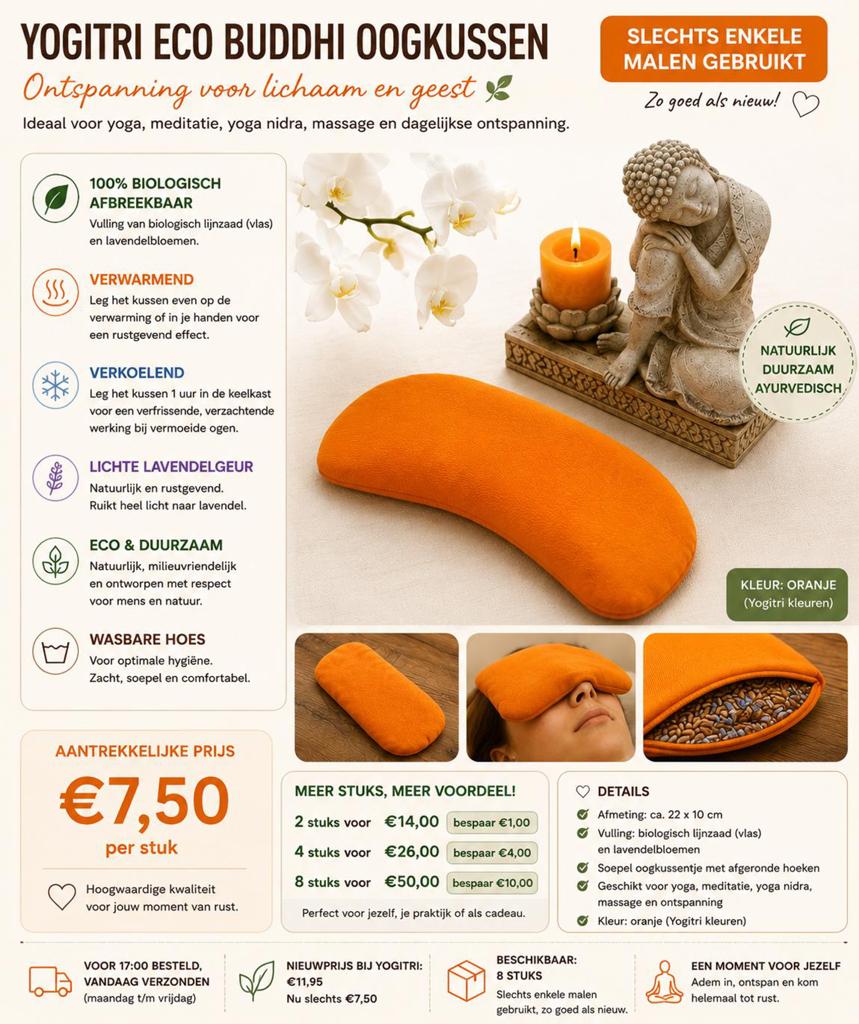 Yogitri Eco Buddhi Oogkussen - Ontspanning voor lichaam en g, Ophalen of Verzenden, Zo goed als nieuw, Yoga-accessoire