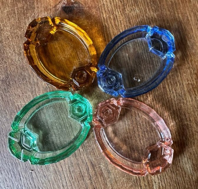Vintage Art Deco Glazen Asbakjes - Bruno Posselt, Jaren '50, Antiek en Kunst, Ophalen of Verzenden