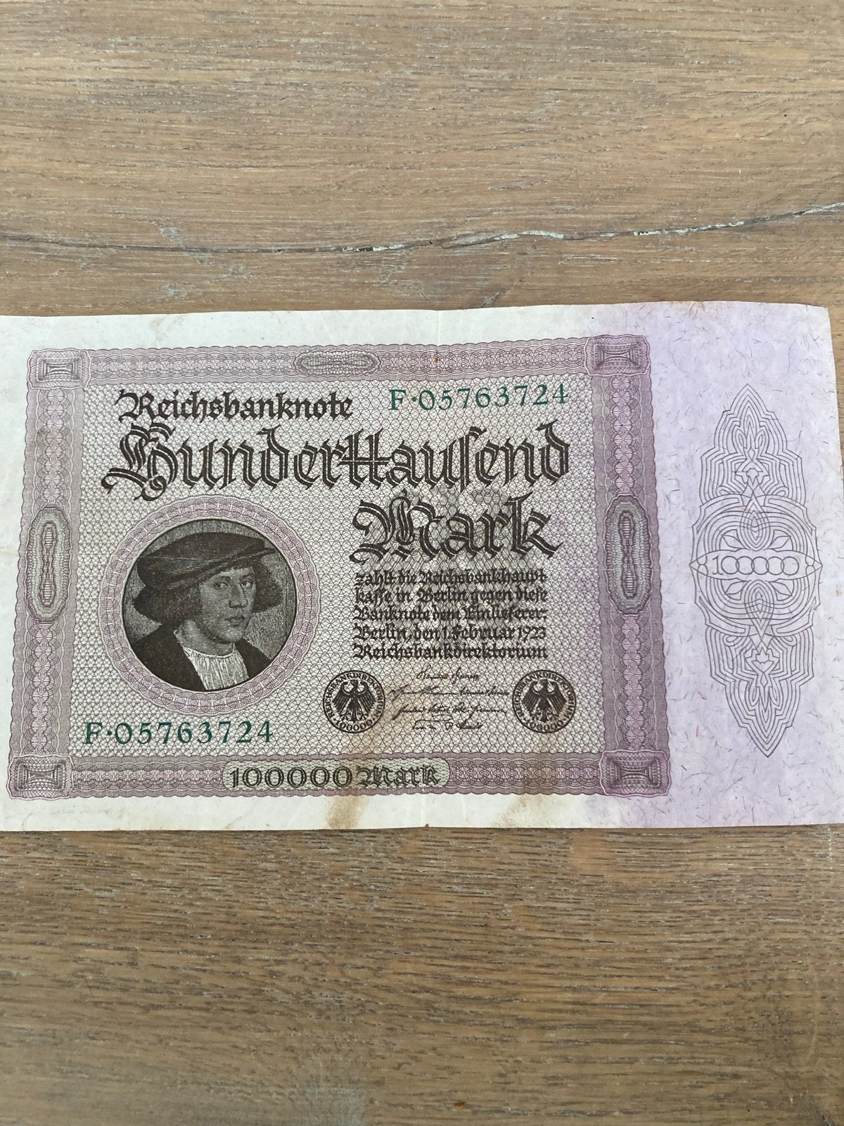 Historisch Duits bankbiljet: 100.000 Mark (1923), Ophalen of Verzenden, Duitsland, Los biljet