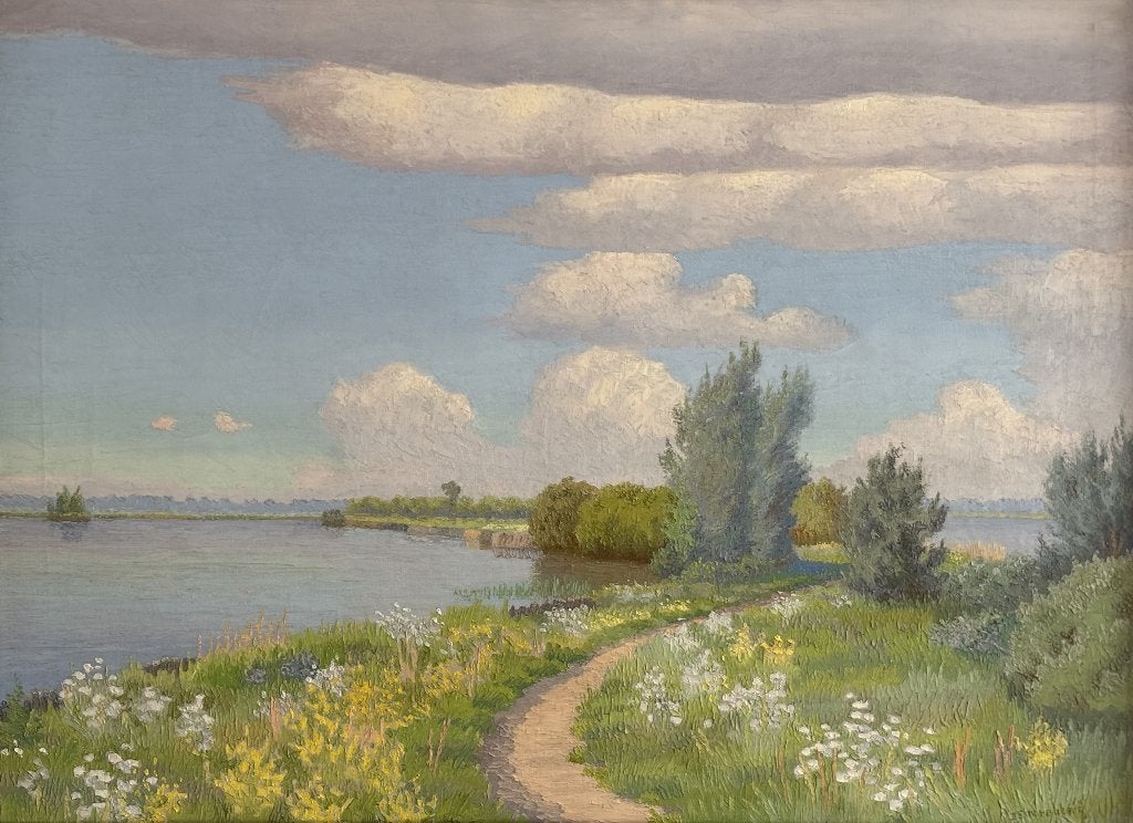 Dirk Smorenberg (1883-1960) - Gezicht op de Lambertszkade, Antiek en Kunst, Doek, Impressionistisch, Ophalen of Verzenden, Gesigneerd