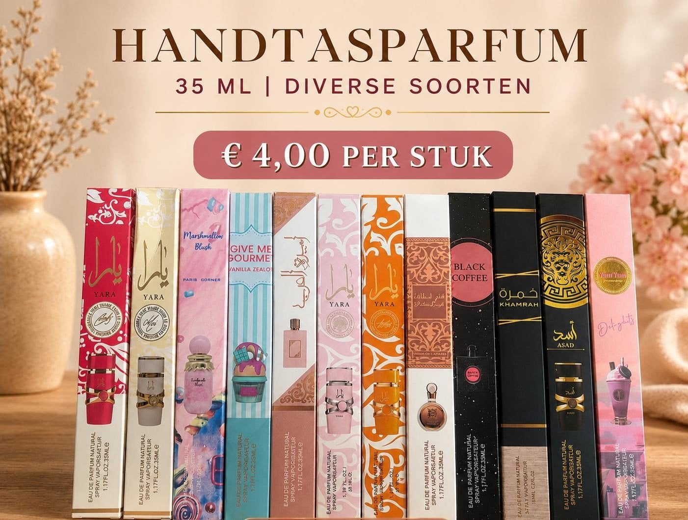 Handtasparfum 35ml - Diverse Geuren - €4,00 per stuk, Ophalen of Verzenden, Hindersstraat, Pure86krista@hotmail.com, Nieuw