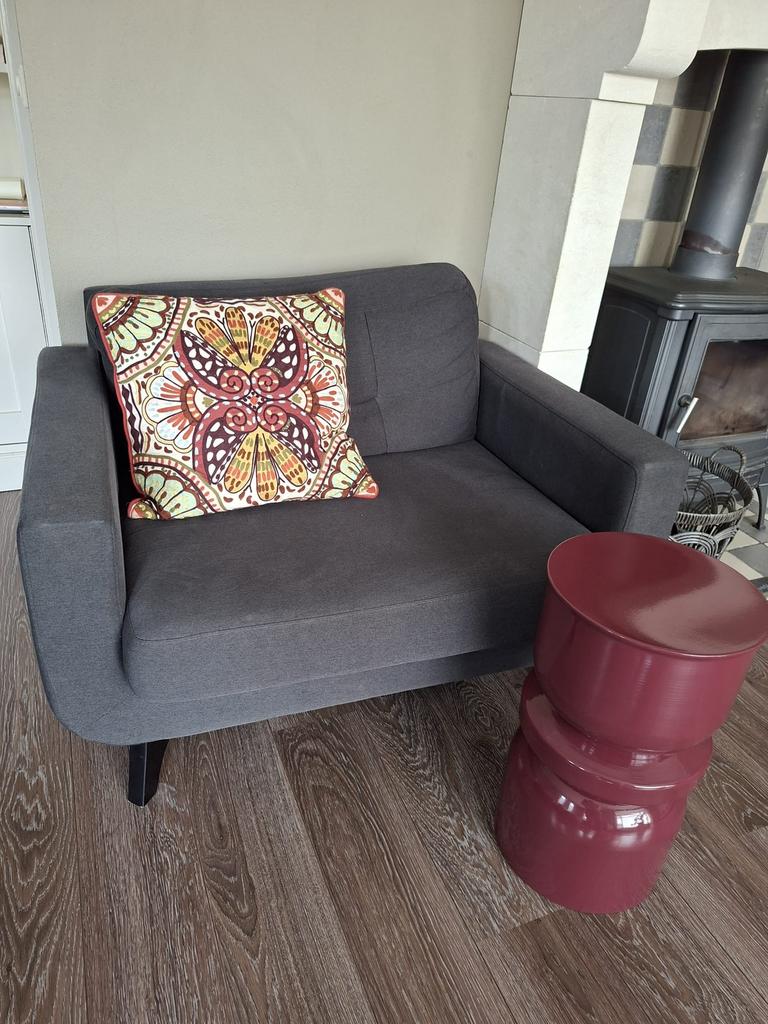 Comfortabele grijze loveseat / fauteuil, Ophalen, Gebruikt, 75 tot 100 cm, 100 tot 125 cm