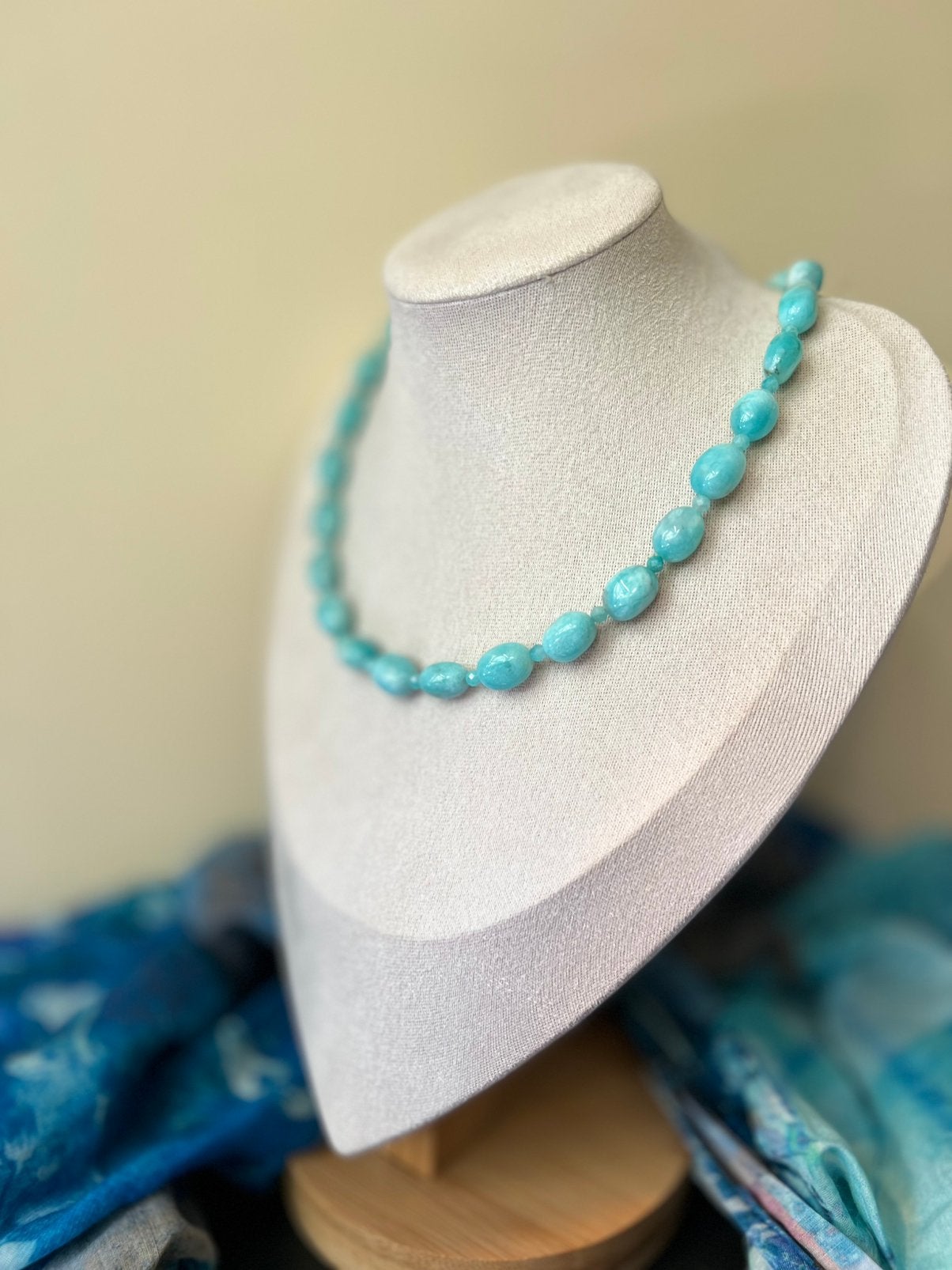 Amazoniet geluk beschermt aura straling intuïtie healing TIP, Sieraden, Tassen en Uiterlijk, Kettingen, Blauw, Nieuw, Verstelbaar