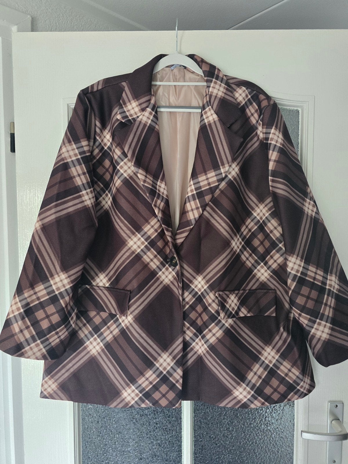 nieuw blazer tussenjas ruit bruin 42 44 46, Ophalen of Verzenden, Nieuw, Maat 42/44 (L), Bruin