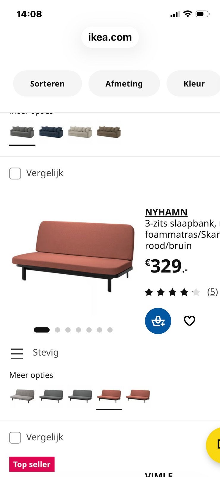 IKEA mooie zit/slaapbank, Ophalen of Verzenden, Zo goed als nieuw, Tweepersoons, 140 cm