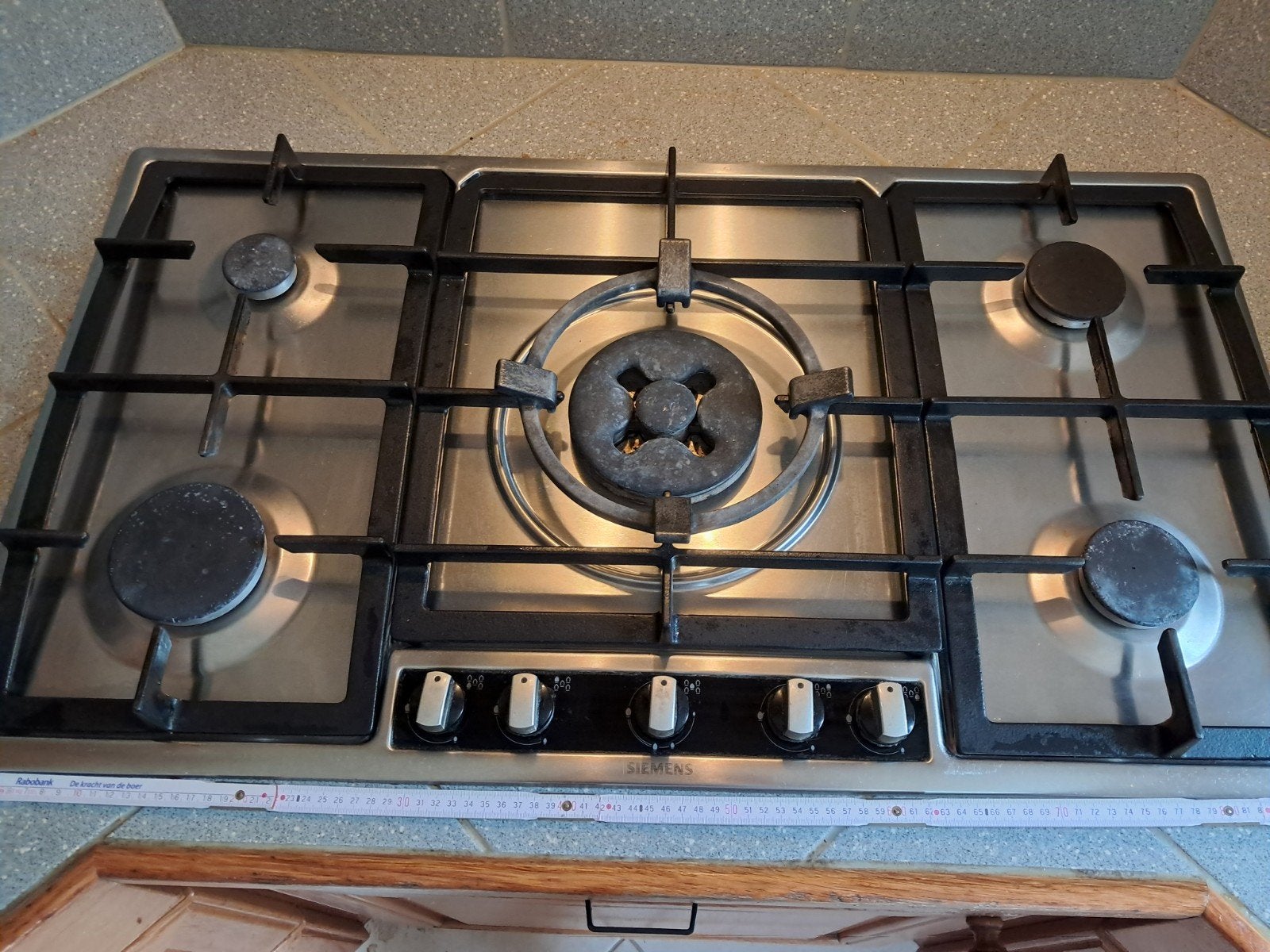 Siemens 5-pits gasfornuis met wokbrander, Gebruikt, Ophalen of Verzenden, Inbouw, Gas
