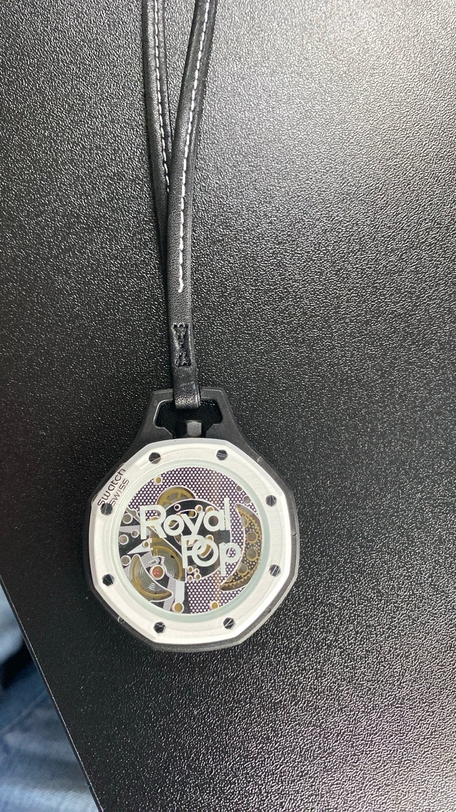 Swatch x Audemars Piguet Royal Pop Ocho Negro Zakhorloge, Ophalen, Leer, Swatch, Nieuw