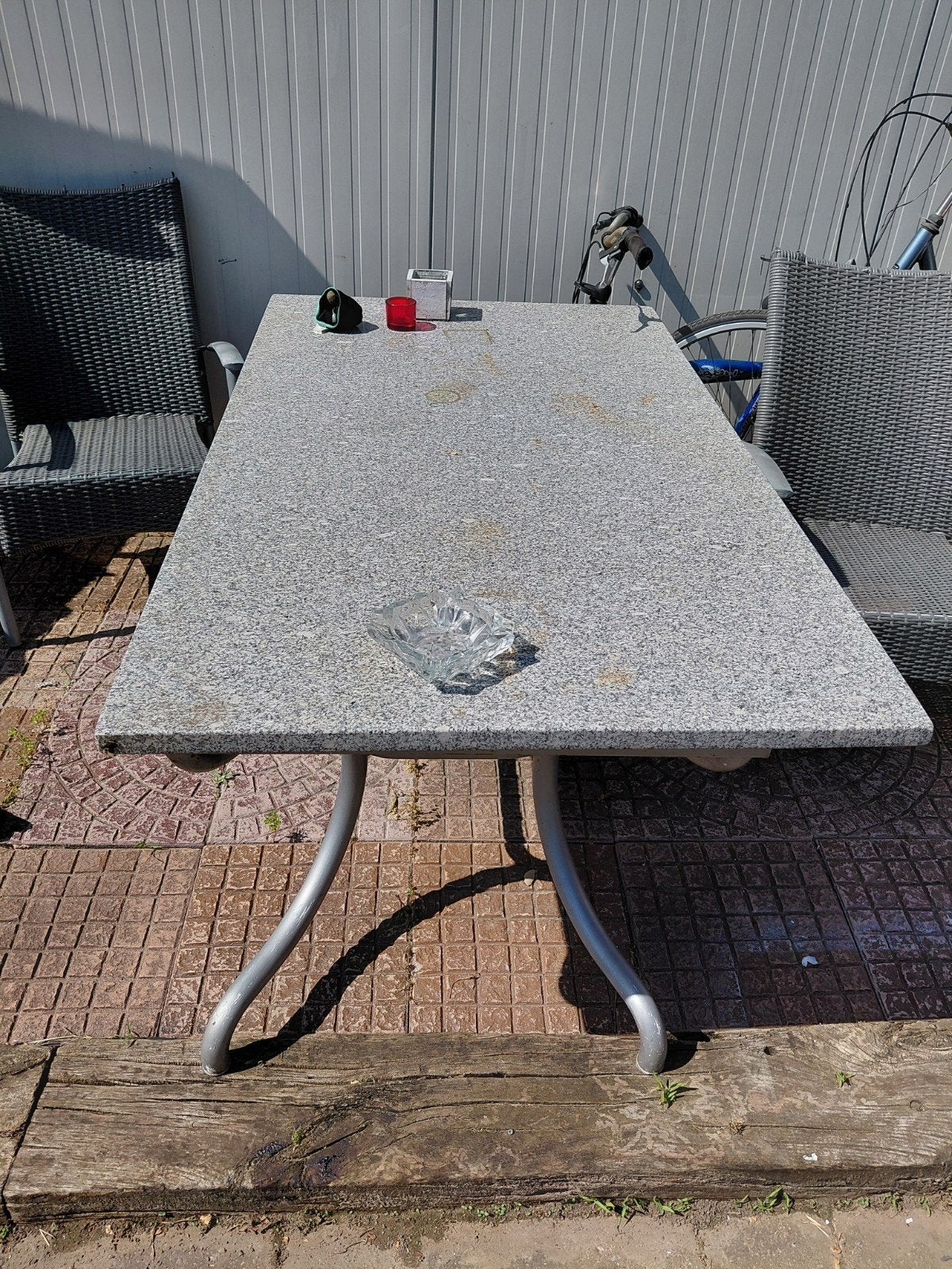 Tuintafel marmer blad, Tuin en Terras, Tuintafels, Ophalen of Verzenden, Gebruikt, Rechthoekig