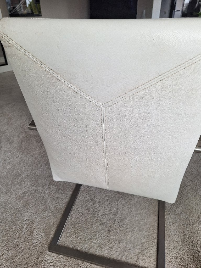 eetstoelen, Wit, Leer, Ophalen of Verzenden, Zo goed als nieuw