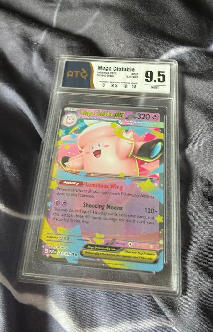 ATC 9.5 Mega Clefable EX 031/088 Graded Pokémon Kaart, Ophalen of Verzenden, Zo goed als nieuw, Losse kaart