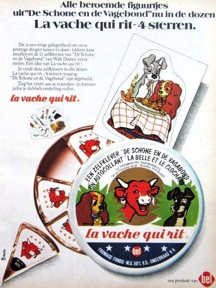 4 vintage advertenties reclames La vache qui rit 1970s kaas, Ophalen of Verzenden, Gebruikt, Overige typen