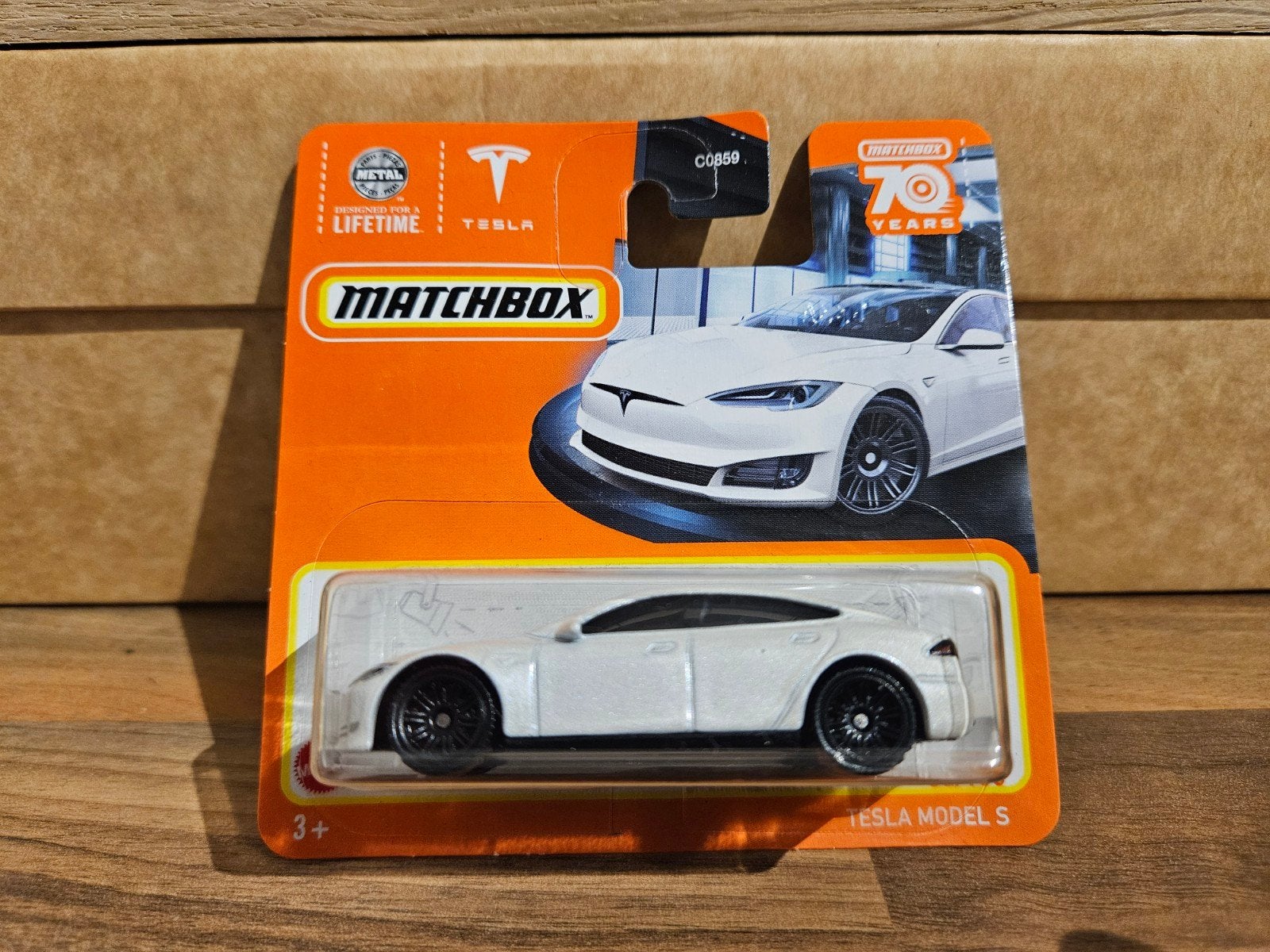 Matchbox Tesla Model S Wit in OVP, Ophalen of Verzenden, Zo goed als nieuw, Auto