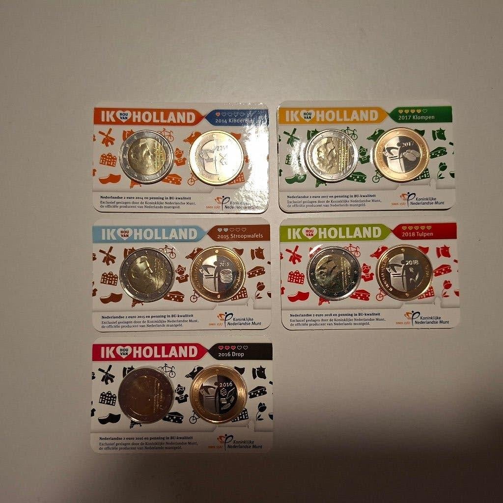 coincard Ik Hou van Holland 2014 tm 2018 complete set., Ophalen of Verzenden, Koningin Beatrix, Euro's