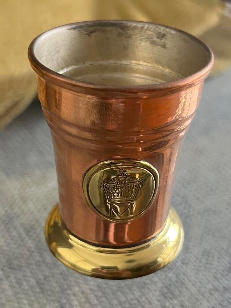 Marine - Koperen rum maatbeker kroon en letter M, Ophalen of Verzenden, Koper