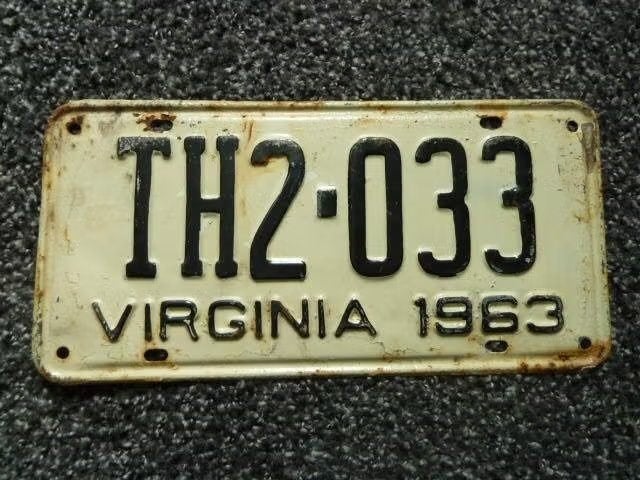 Kentekenplaat licenseplate Virginia 1963 USA, Verzenden, Gebruikt, Auto's
