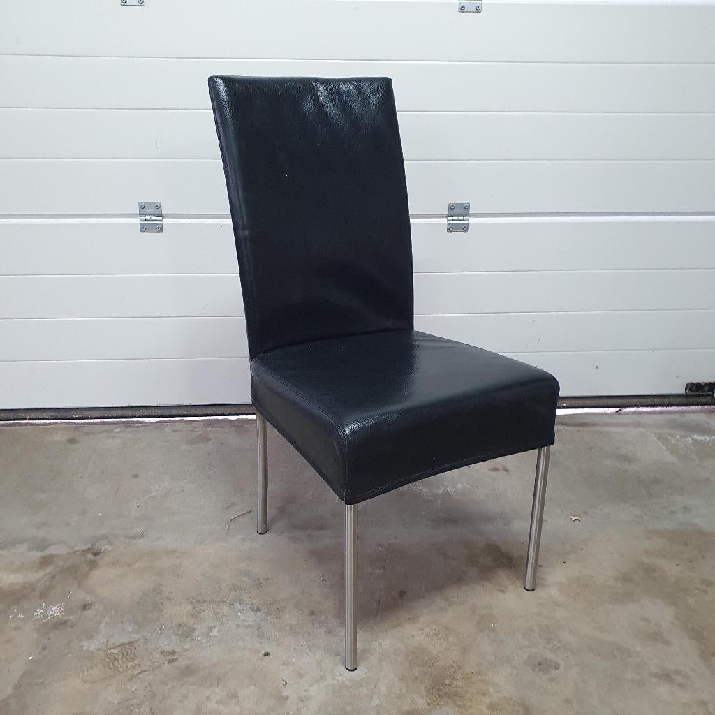 Stoelen leer eetkamer, Huis en Inrichting, Ophalen, Gebruikt, Zwart, Leer