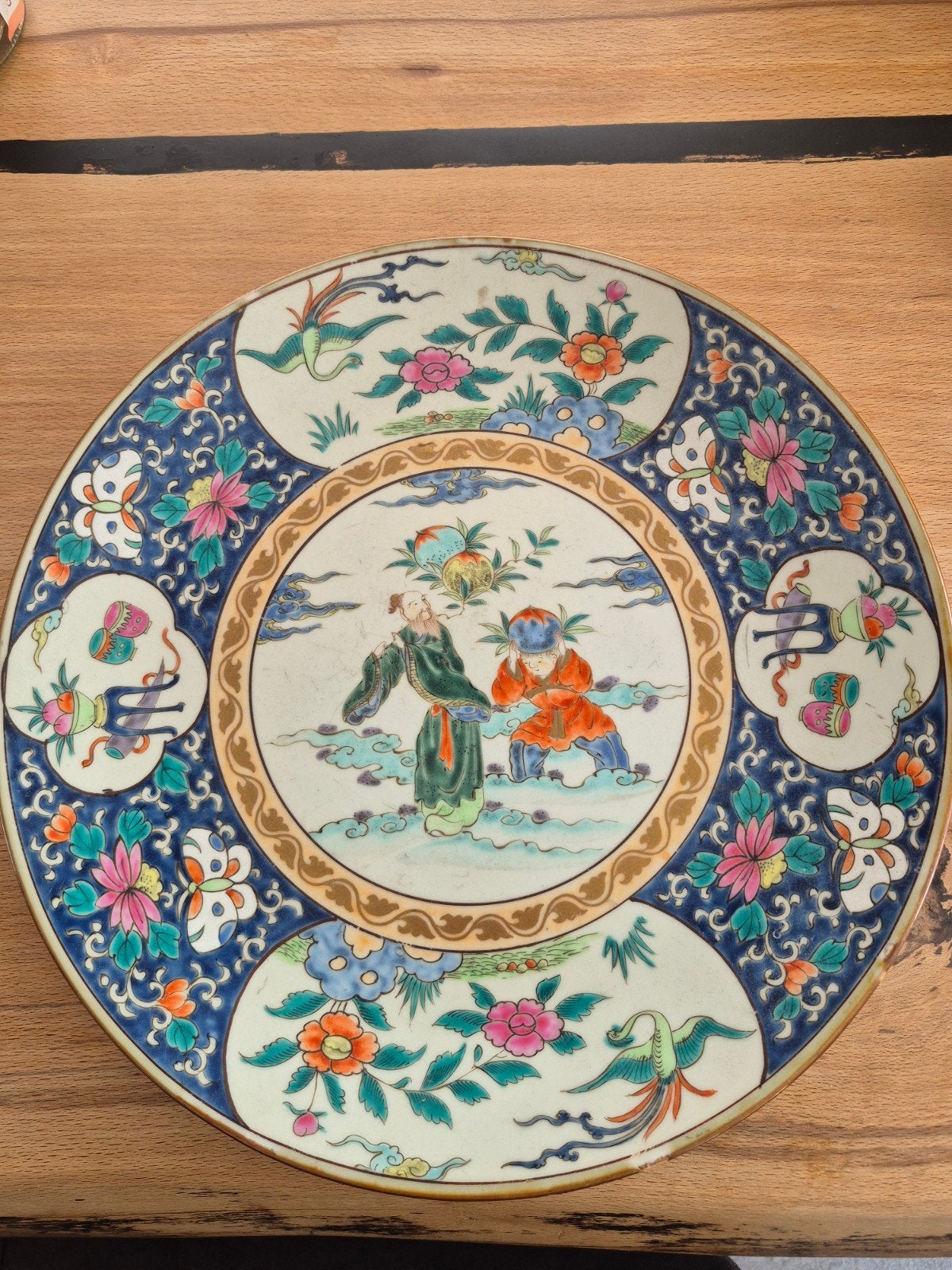 Groot Chinees wandbord 37 cm, Antiek en Kunst, Antiek | Wandborden en Tegels, Ophalen of Verzenden