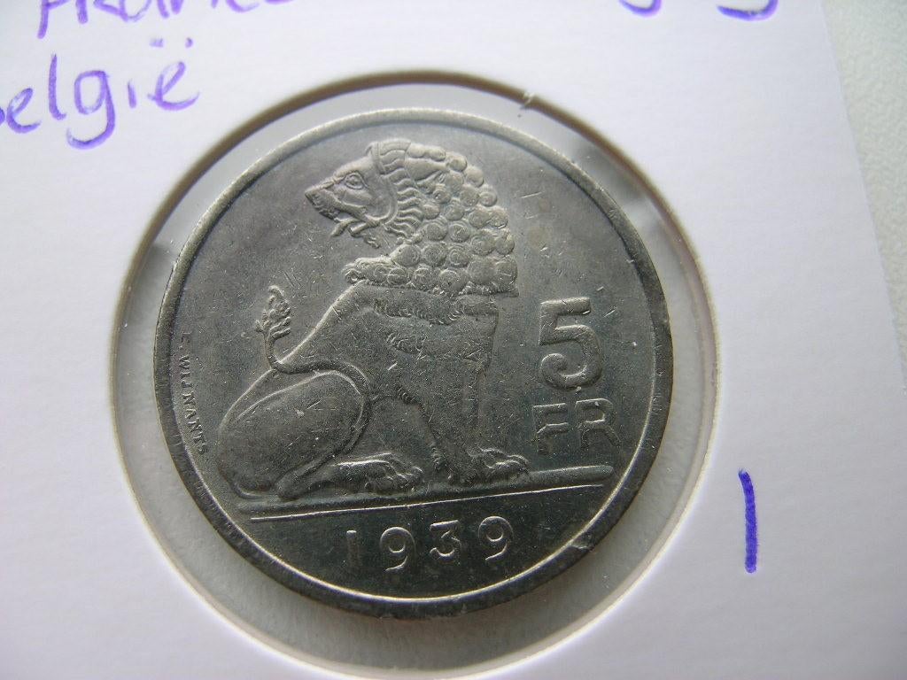5 Francs 1939 Belgie, Ophalen of Verzenden, België, Losse munt