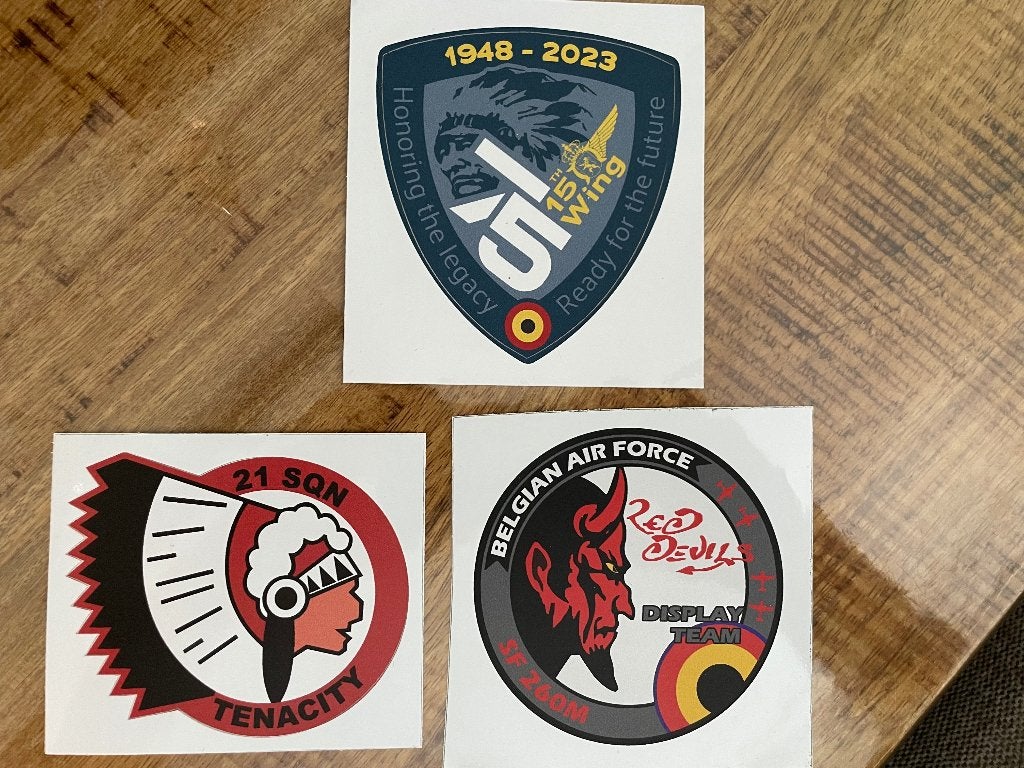 Luchtmacht België sticker /stickers, Ophalen of Verzenden, Zo goed als nieuw, Patch, Badge of Embleem