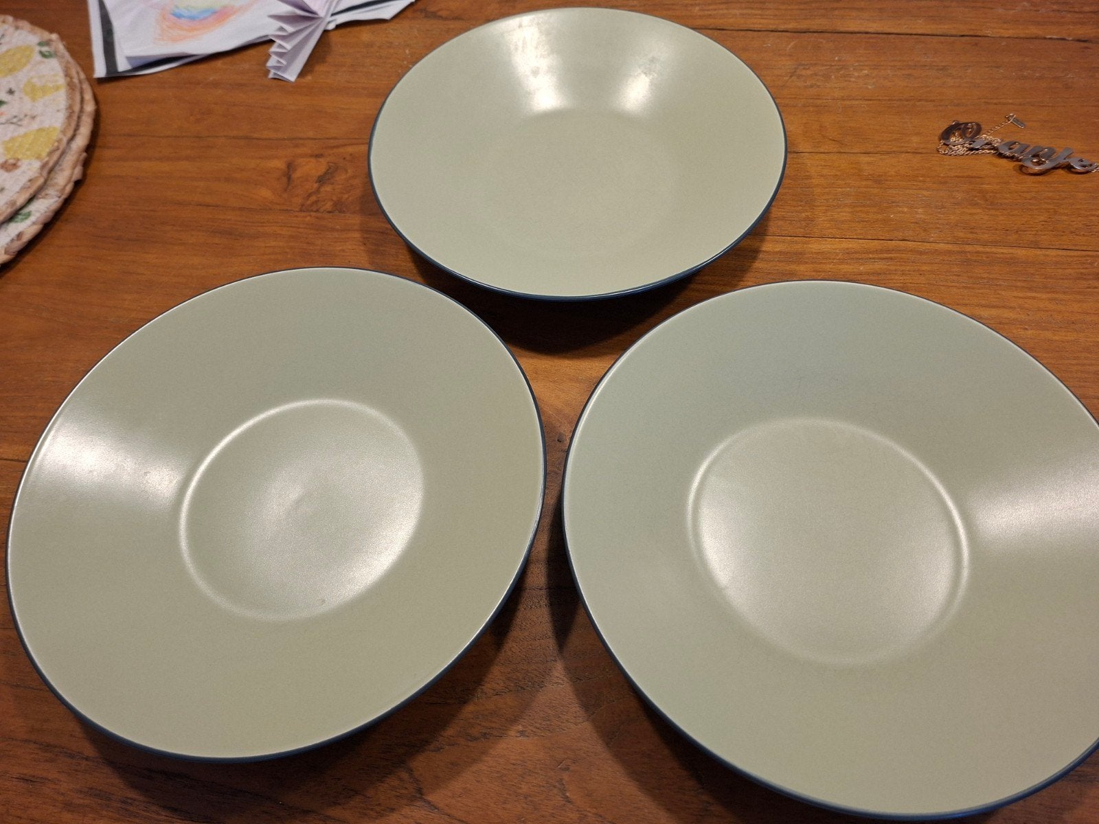 3 groene diepe ikea borden, Ophalen, Overige stijlen, Kop(pen) en/of Schotel(s), Glas