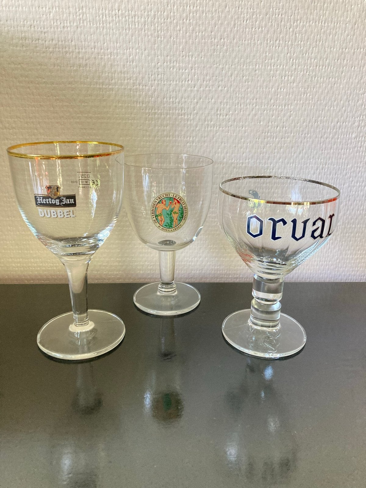 Bierglazen van Hertog Jan, De verboden Vrucht en Orval, Ophalen of Verzenden, Meerkleurig, Overige merken, Glas