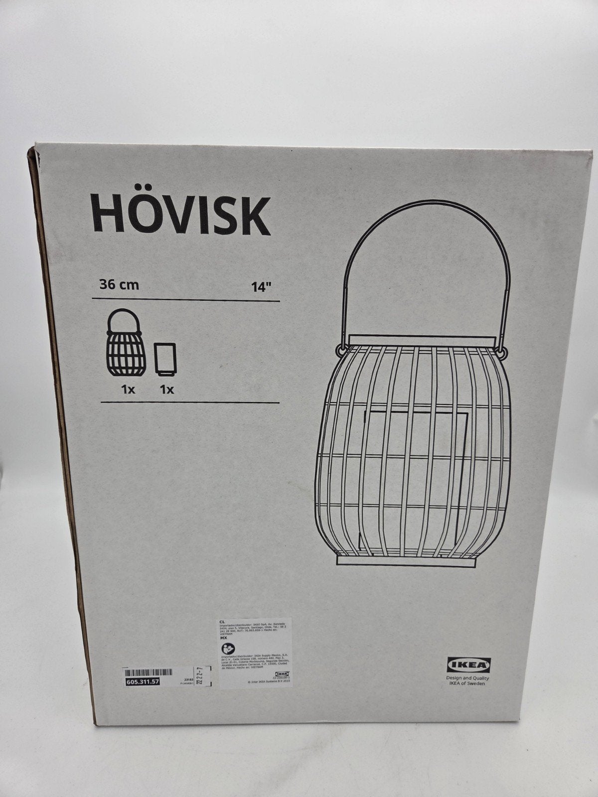 IKEA HÖVISK Lantaarn voor stompkaars, bamboe, 36 cm, Contact.nl@ikea.com, Nieuw, Ophalen of Verzenden, Landelijk