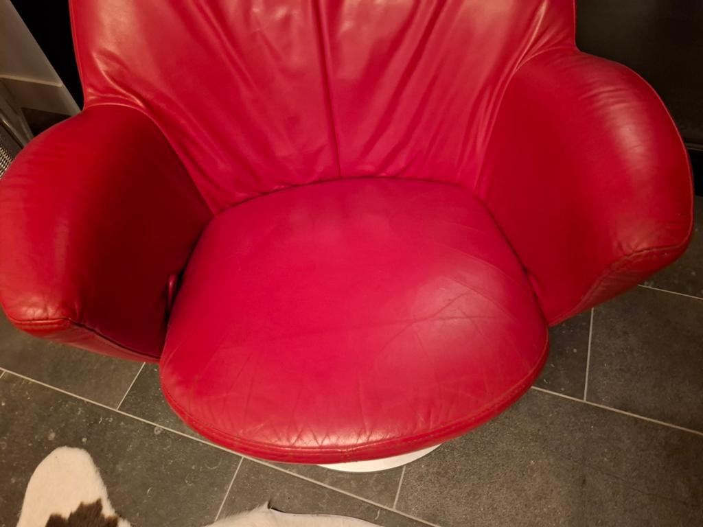 Egg chair calimero echt leer vintage, Huis en Inrichting, Ophalen of Verzenden, Gebruikt, Leer, Eén