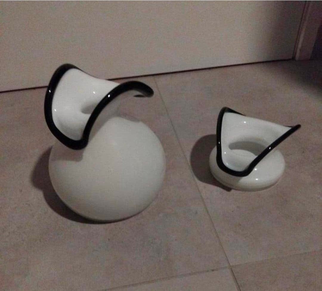 Set handgeblazen vazen Polen vaas glas setje vaasjes handbla, Ophalen of Verzenden, Zwart, Glas